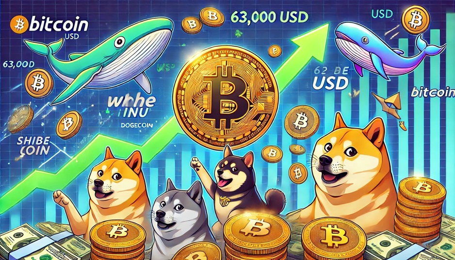 比特币价格飙升至 63,000 美元　但这四种meme币成为鲸鱼买入对象