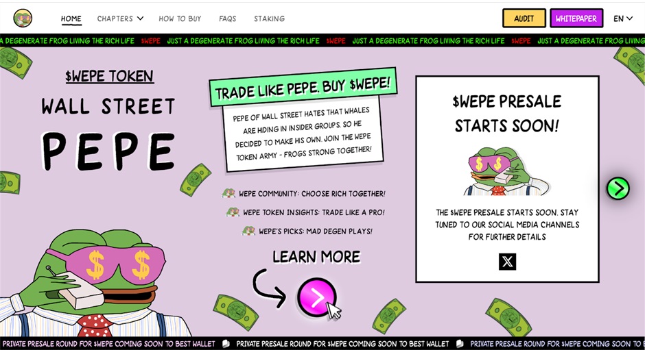 迷因币 Gordon Gekko（$WEPE）将在两周后于Best Wallet 上线