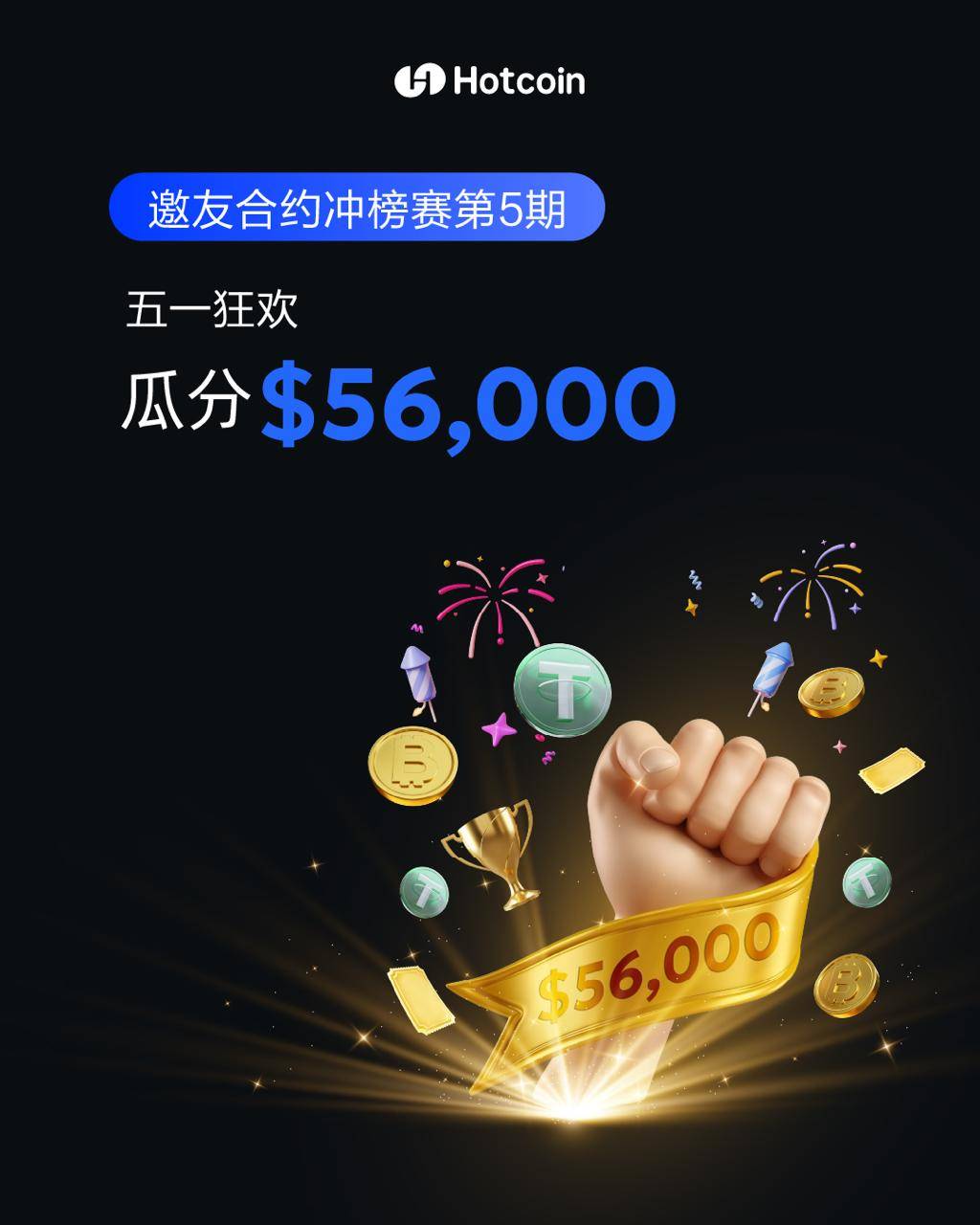 Hotcoin 五一狂欢来袭，奖池高达 96,000 USDT